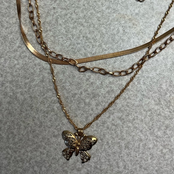 $5/FREE ADD ON | Layered Butterfly Necklace - Picture 2 of 3